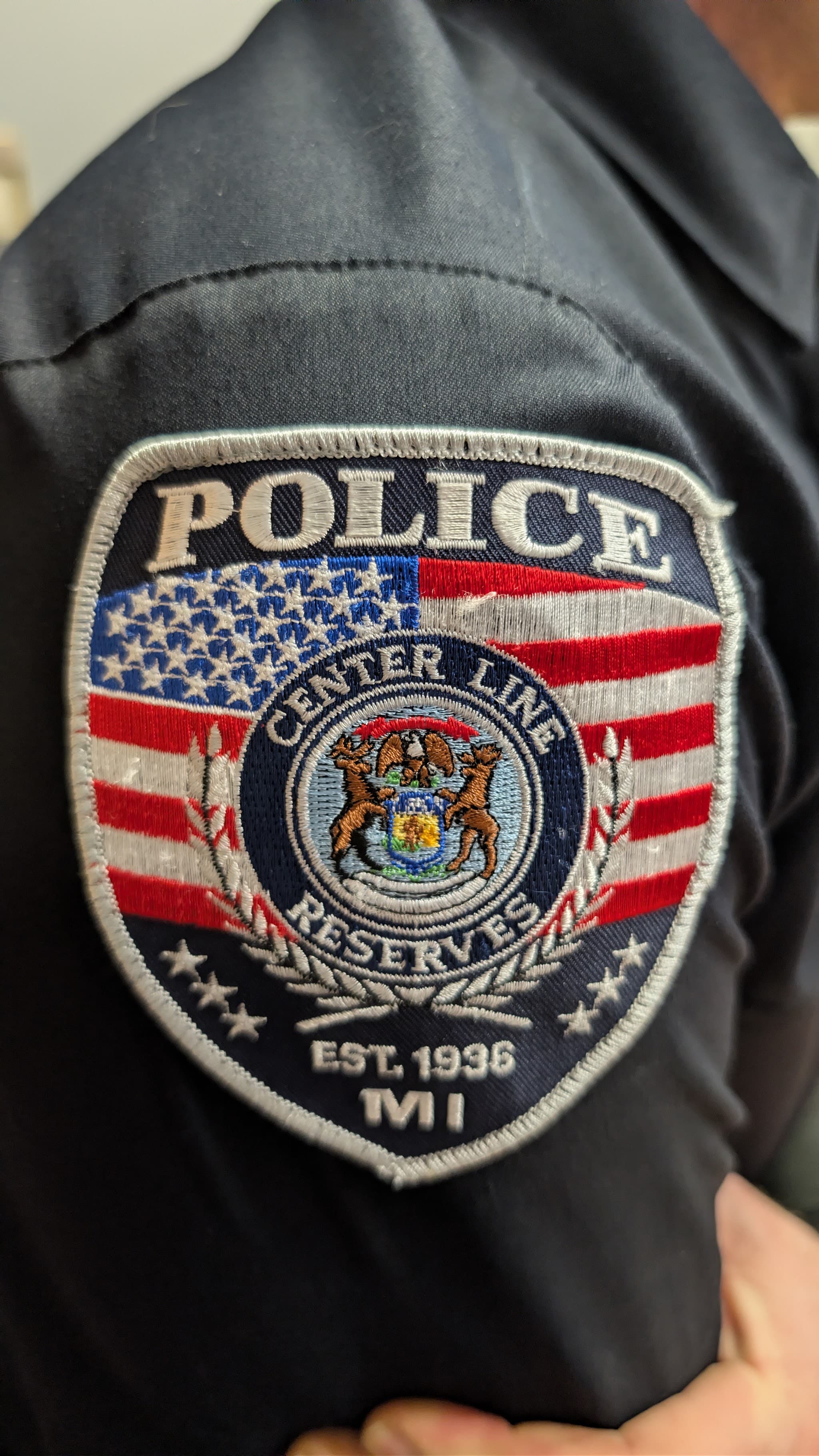 The Center Line Police Reserve unit patch, worn on uniform